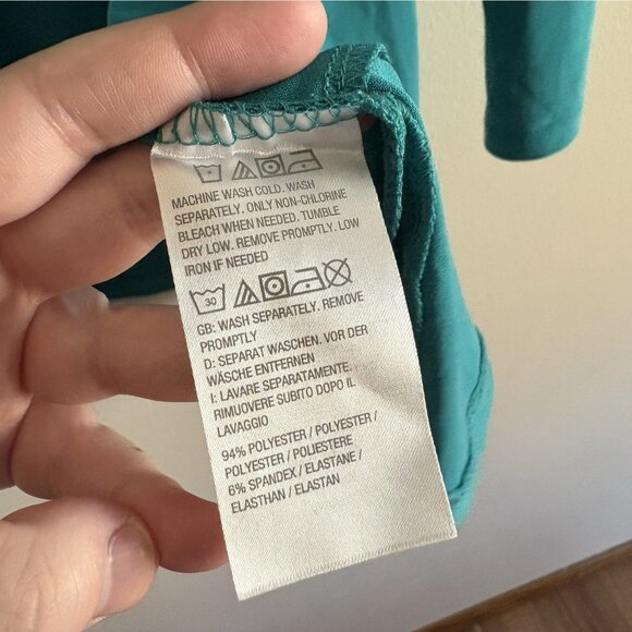 Attitudes By Renee Women 1X Teal Pockets Cascade Open Front Jersey Cardigan - Picture 8 of 10